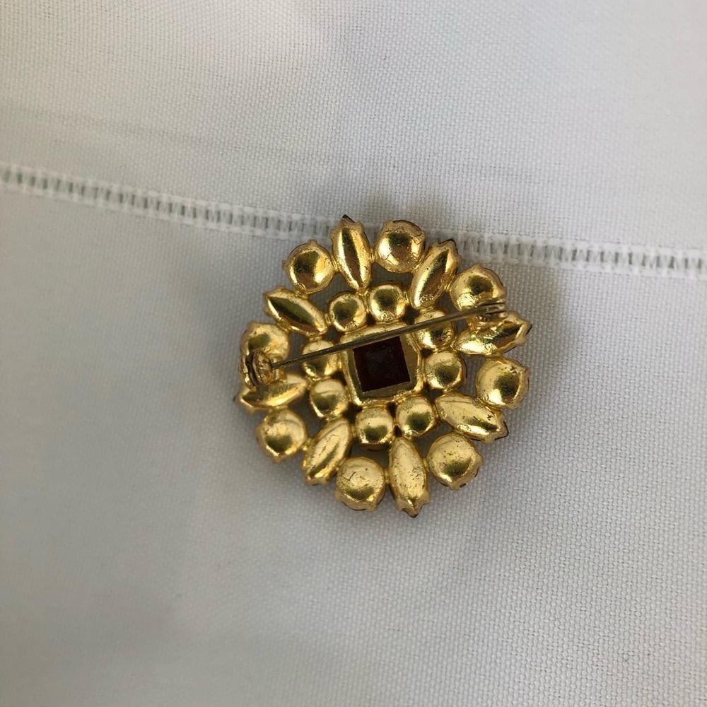Vtg Amber Rhinestone Brooch - Picture 5 of 10